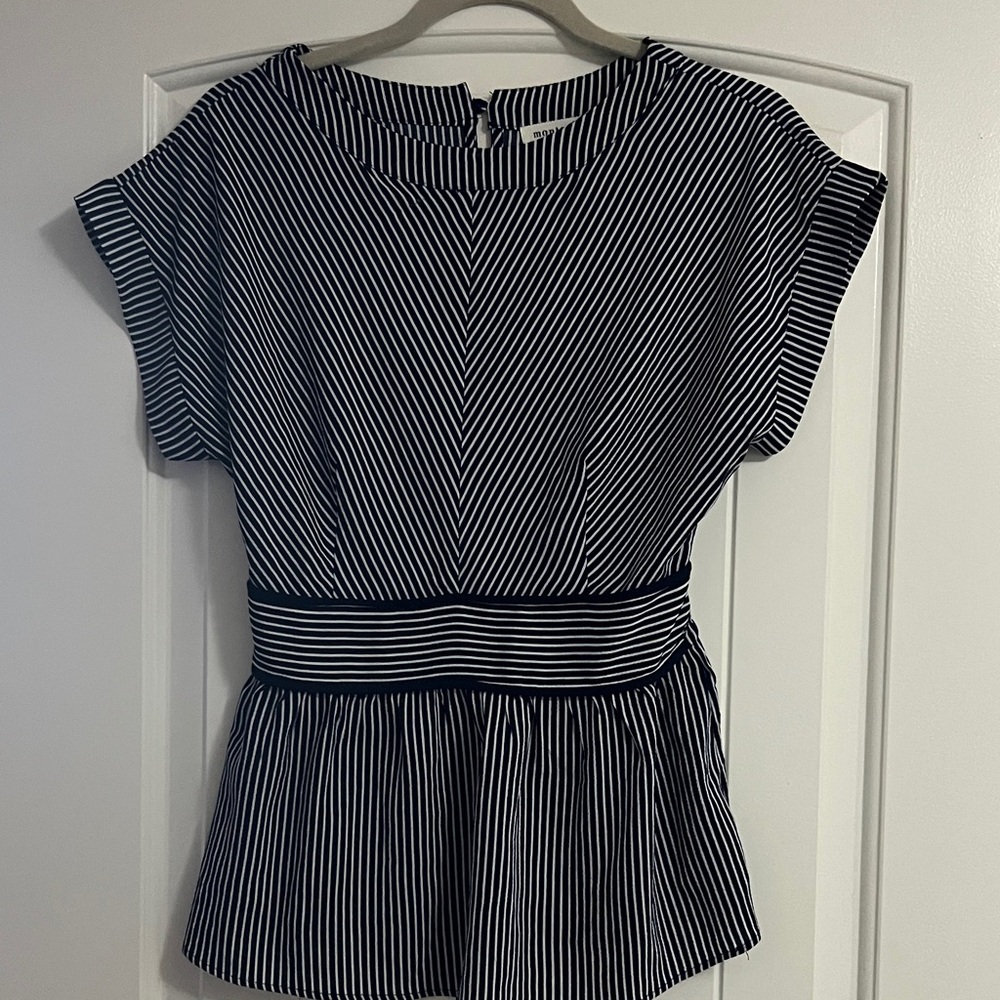 Striped Navy  and White Women's Top